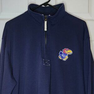KU Embroidered Jayhawk Logo XXL Long Sleeve Navy Pullover